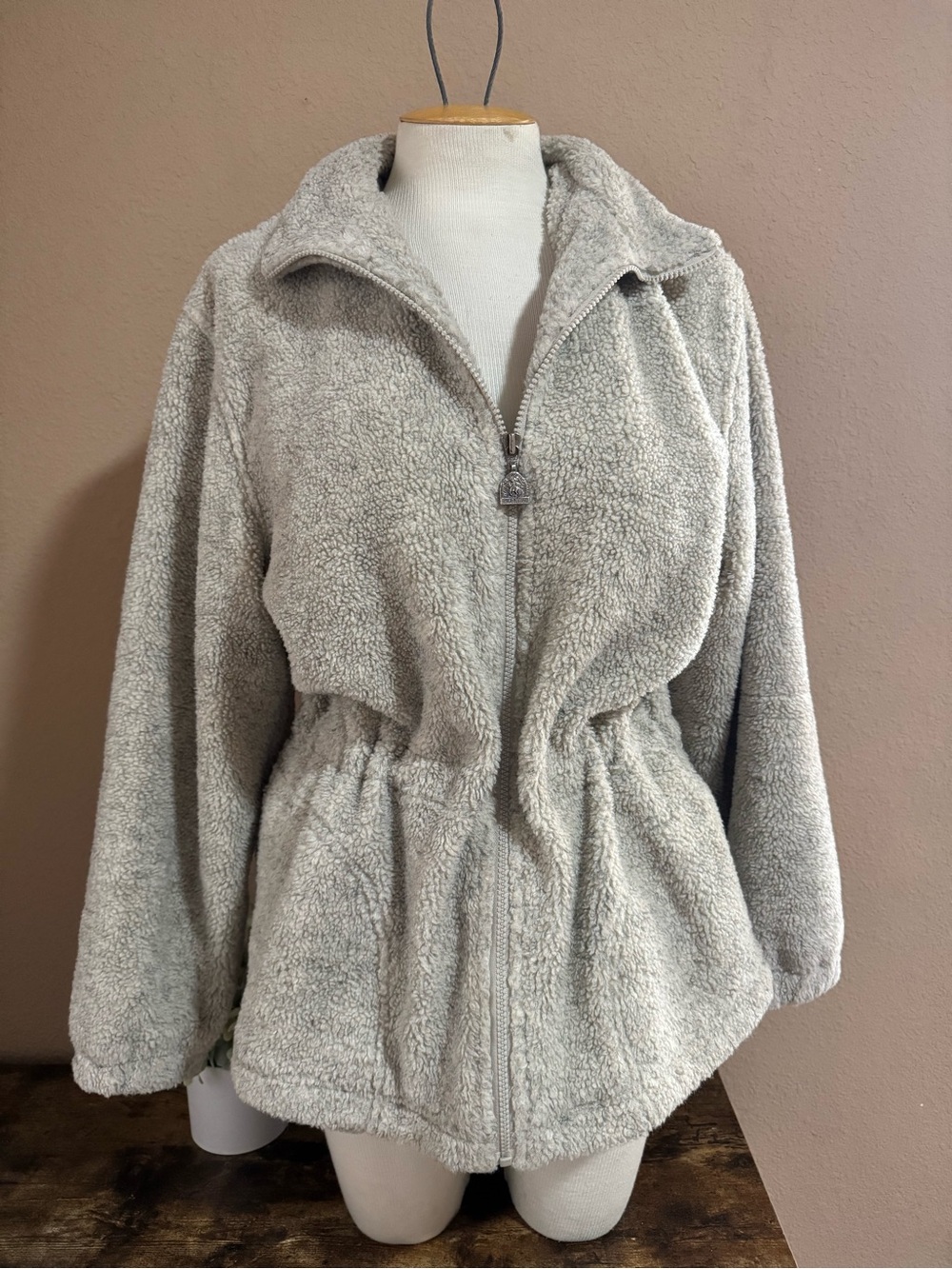 Vintage Pacific Trail Light Gray Sherpa Style Zip Jacket